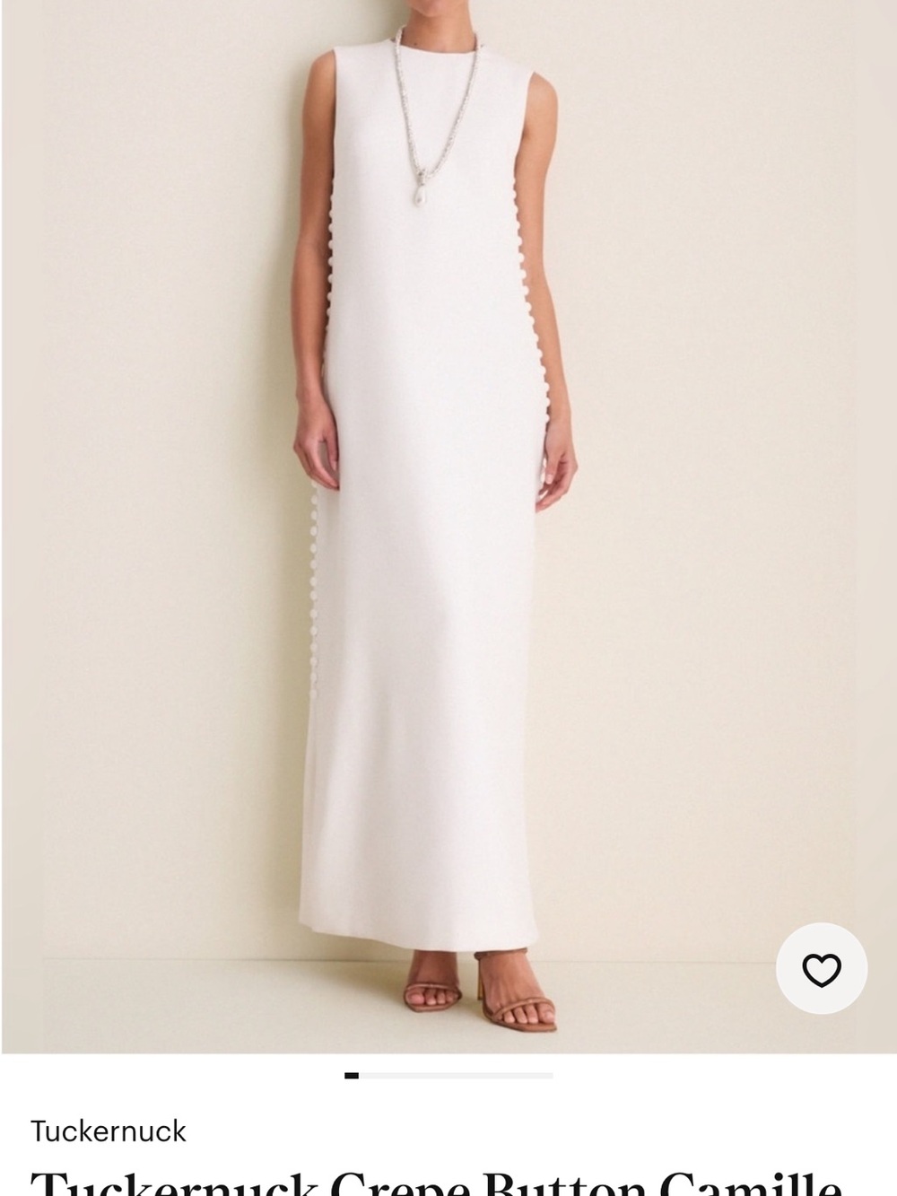 Tuckernuck White Sleeveless Crepe Maxi Dress with Side Button Detail